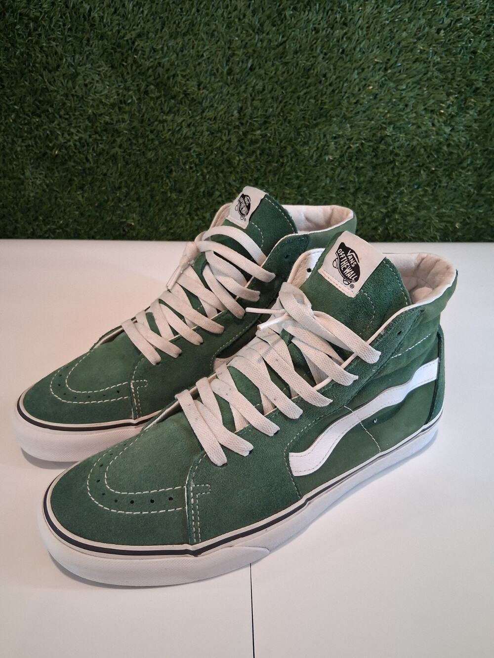 Vans Sk8-Hi Suede Green White Men's Size 11 High Top Skate Sneakers 507698